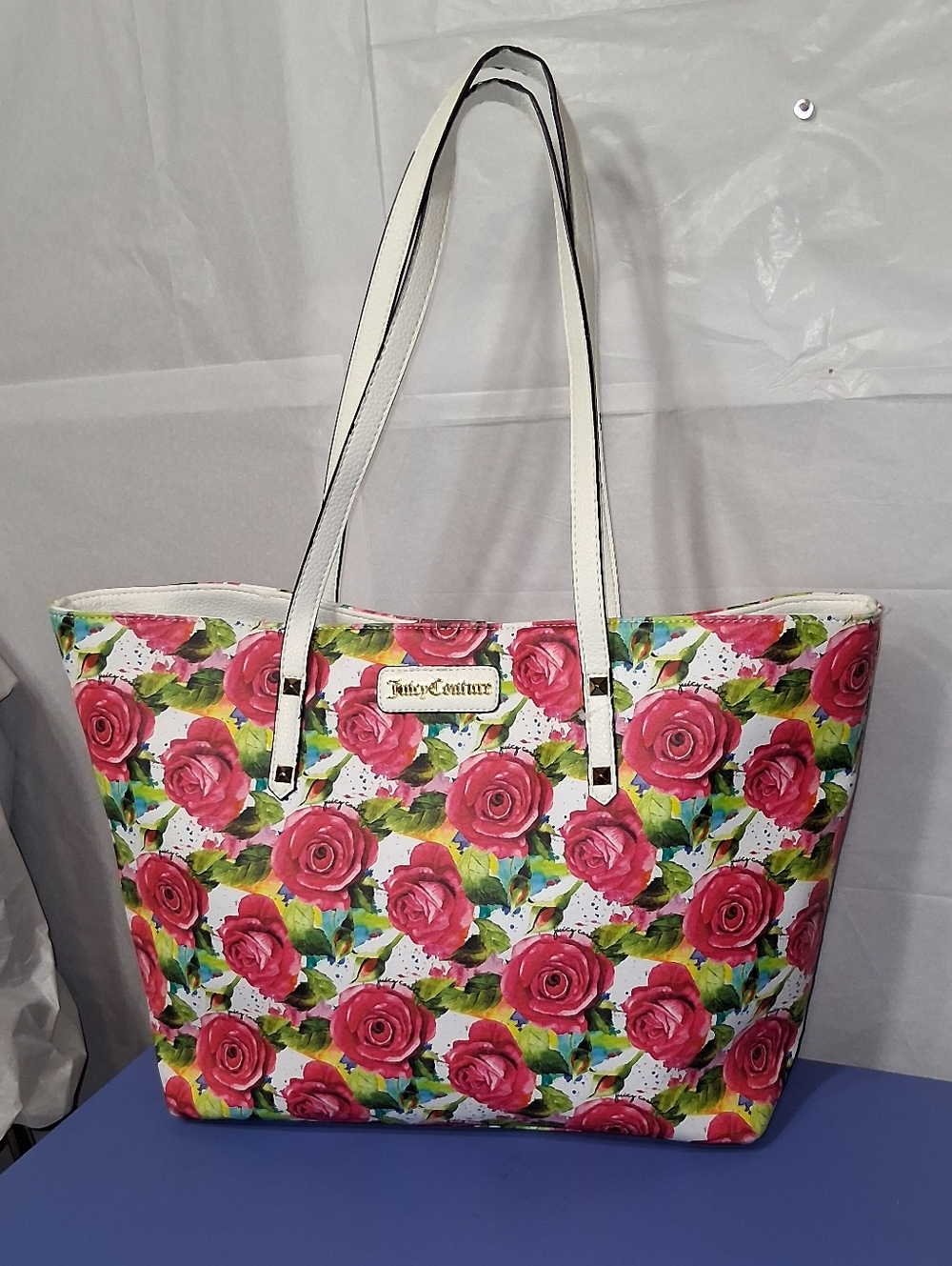 🌼SALE🌼Juicy Couture White Malibu Rose Floral Weekender Tote Bag - EUC